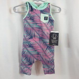 RAGS Palm Leaf Sleeveless, Hooded Capri Romper - 18-24m - Tropical